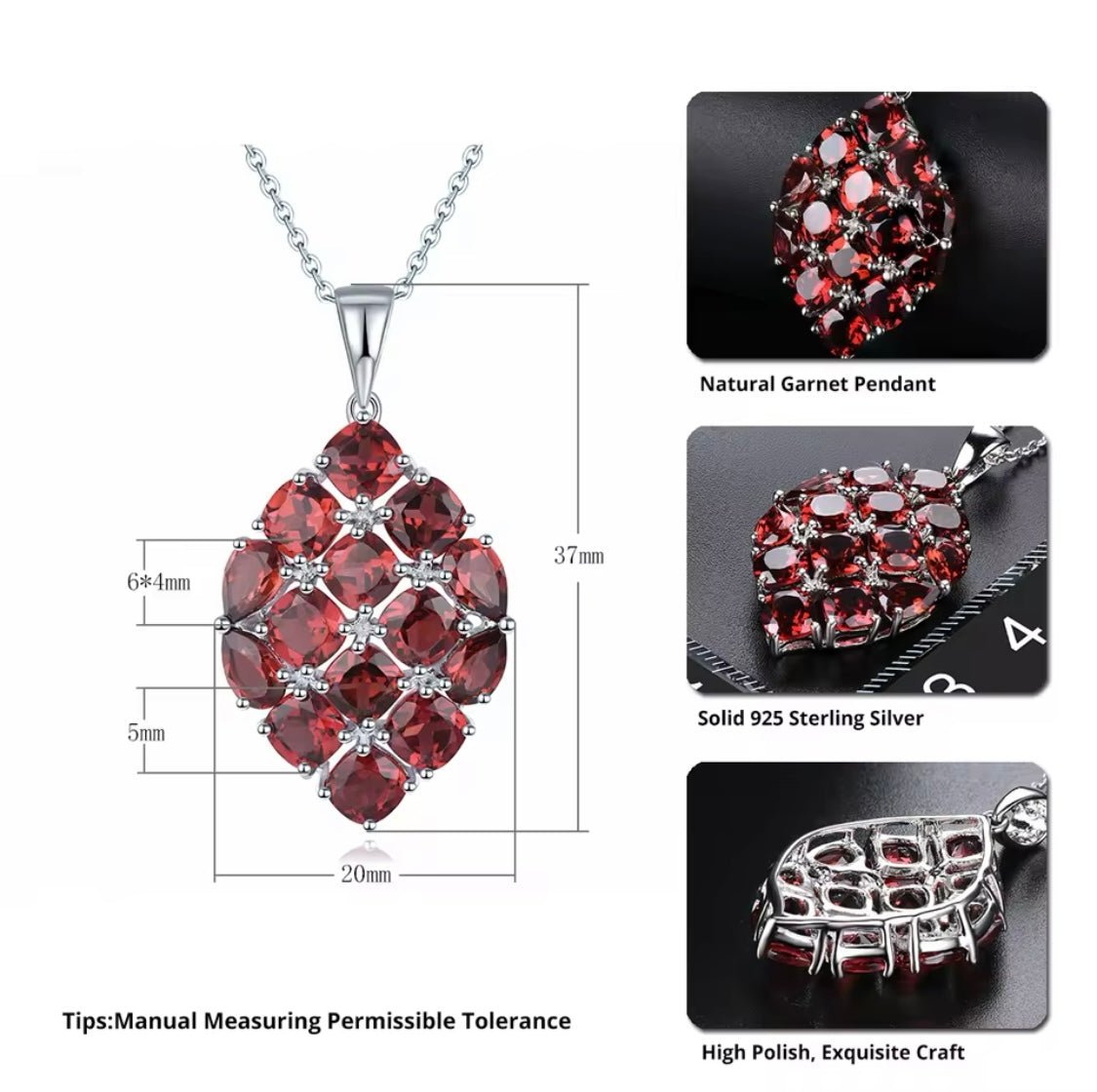Silver 8.70 ct Garnet Pendant