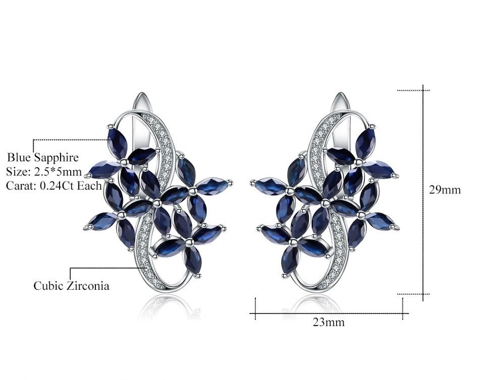 Silver 8.71 ct Sapphire Earrings
