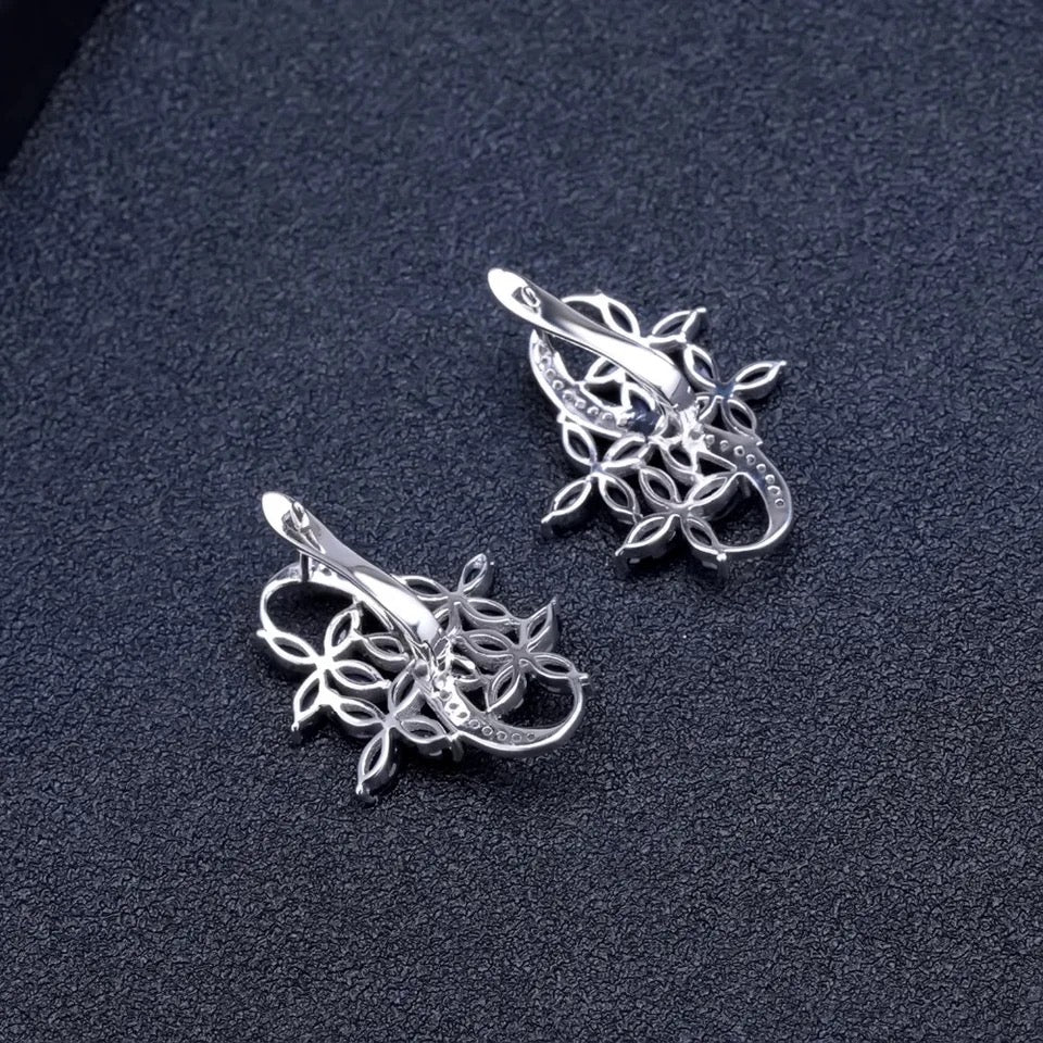 Silver 8.71 ct Sapphire Earrings