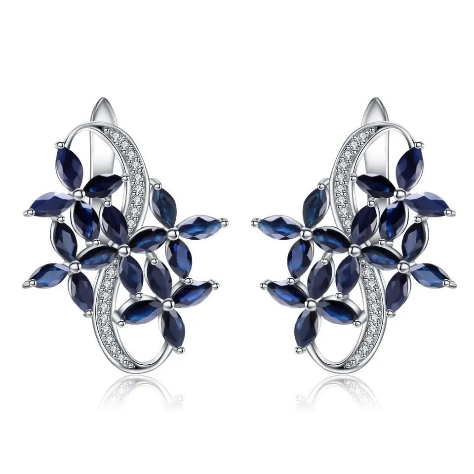 Silver 8.71 ct Sapphire Earrings