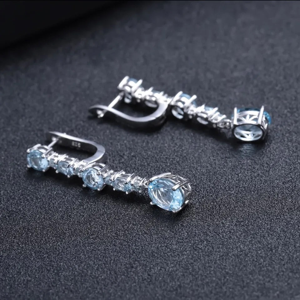 Silver 8.73 ct Topaz Earrings