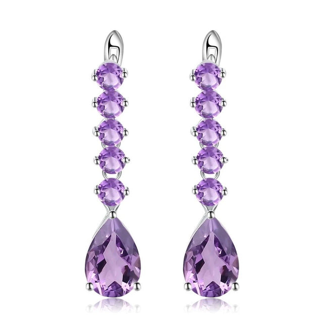 Silver 8.91 ct Amethyst Earrings
