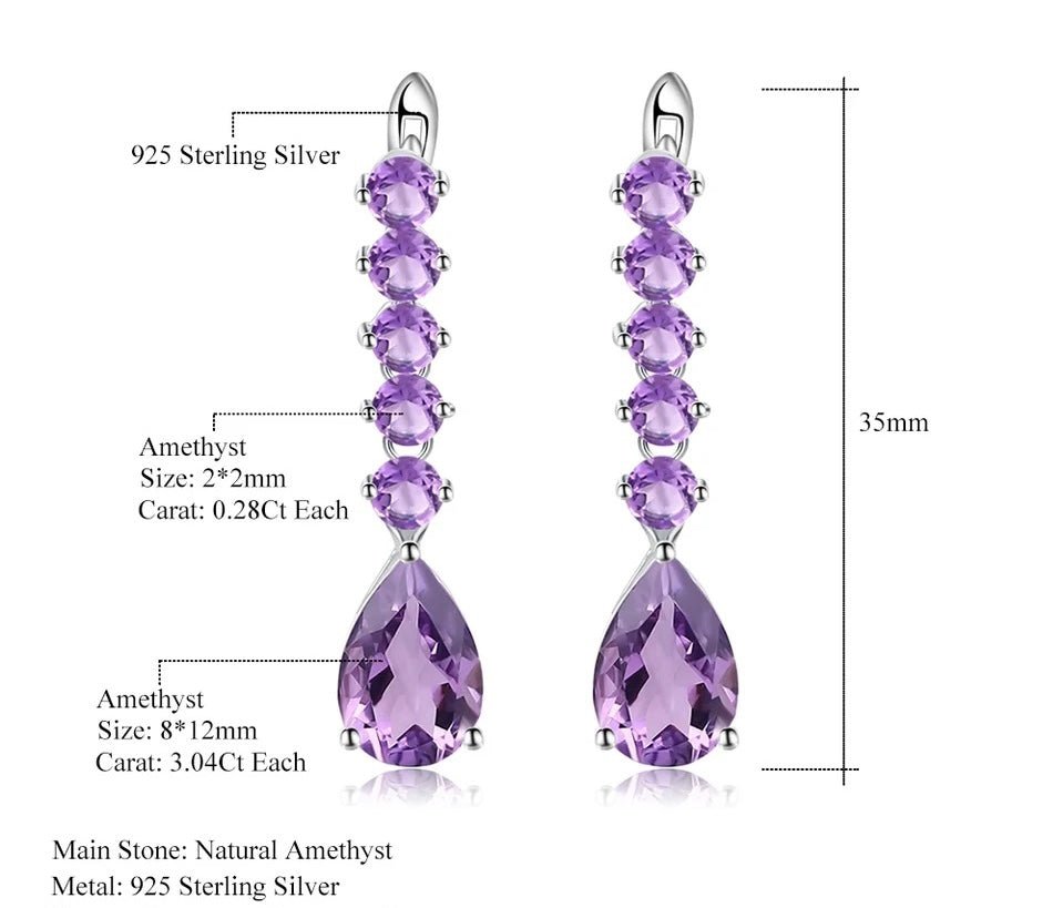 Silver 8.91 ct Amethyst Earrings
