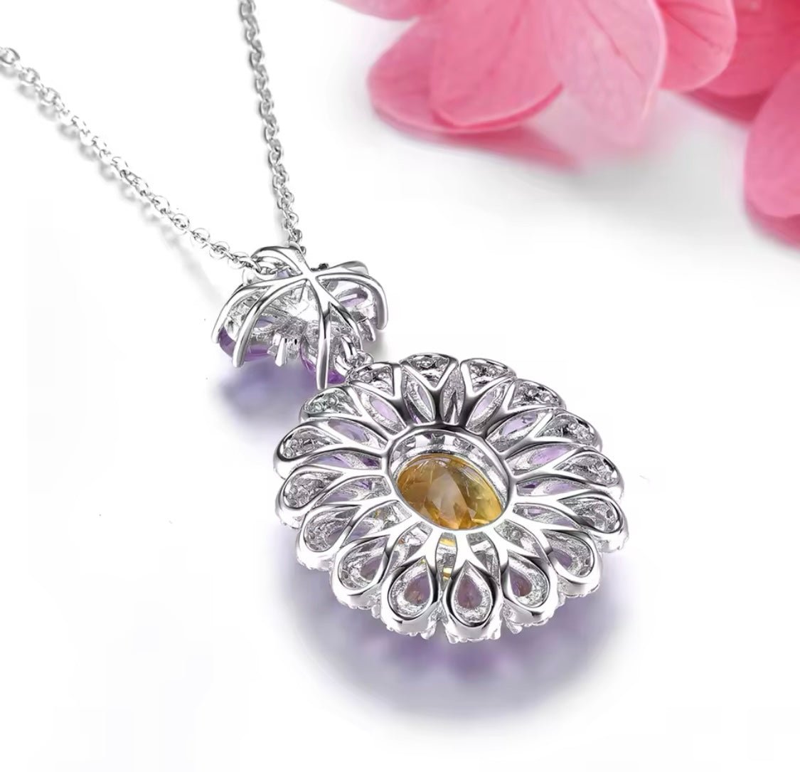 Silver Amethyst / Citrine 6.50 ct Necklace