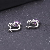 Silver Amethyst Earrings – 2.60 ct Natural Pear - Cut Gemstones