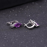 Silver Amethyst Earrings – 2.60 ct Natural Pear - Cut Gemstones