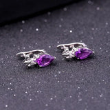 Silver Amethyst Earrings – 2.60 ct Natural Pear - Cut Gemstones