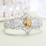 Silver Bracelet with Natural Citrine & Zirconia – Oval Cut, 925 Sterling