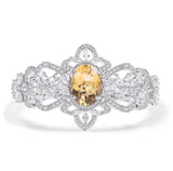 Silver Bracelet with Natural Citrine & Zirconia – Oval Cut, 925 Sterling