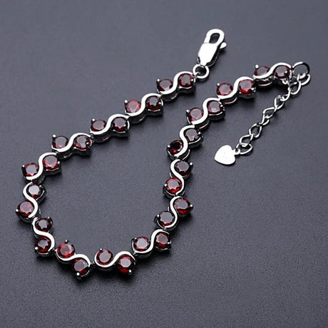 Silver Bracelet with Natural Garnet 11.79 ct – Round Cut