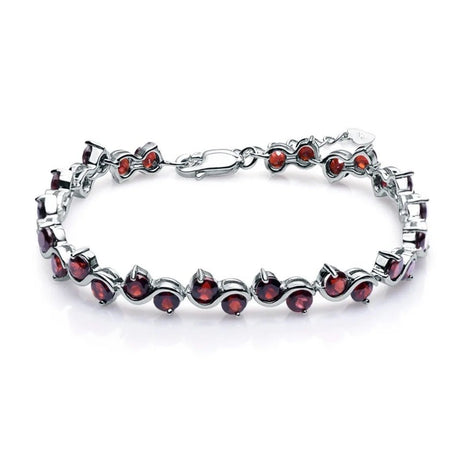 Silver Bracelet with Natural Garnet 11.79 ct – Round Cut