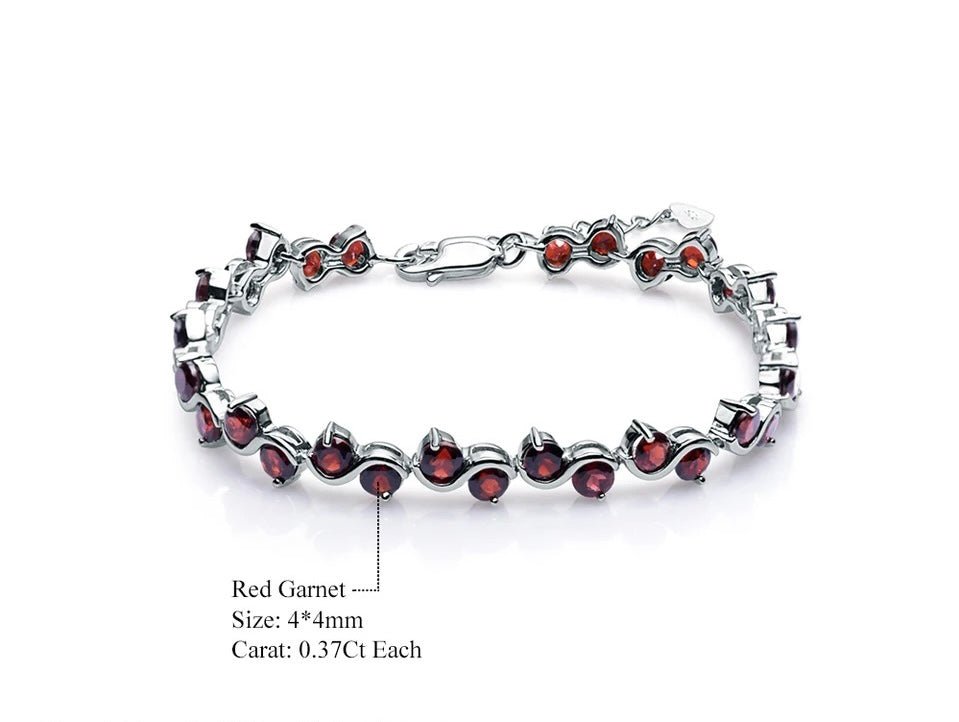 Silver Bracelet with Natural Garnet 11.79 ct – Round Cut