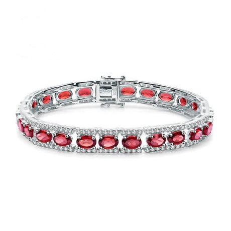 Silver Bracelet with Natural Garnet 16.80 ct – Oval Cut
