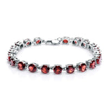 Silver Bracelet with Natural Garnet 22.11 ct – Round Cut