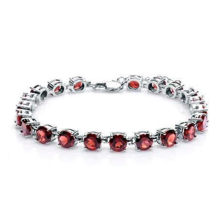 Silver Bracelet with Natural Garnet 22.11 ct – Round Cut