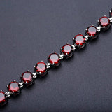 Silver Bracelet with Natural Garnet 22.11 ct – Round Cut