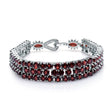 Silver Bracelet with Natural Garnet 30.80 ct – Round Cut, Statement Design