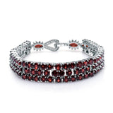 Silver Bracelet with Natural Garnet 30.80 ct – Round Cut, Statement Design