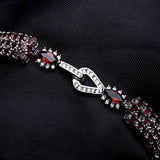 Silver Bracelet with Natural Garnet 30.80 ct – Round Cut, Statement Design