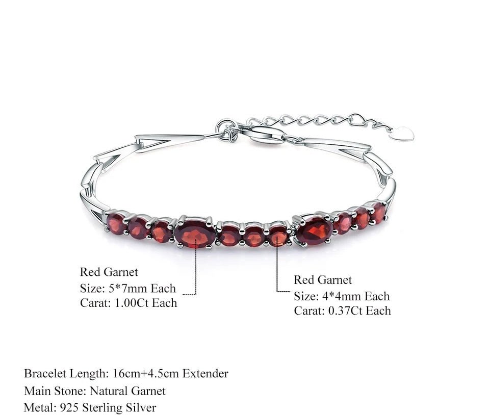 Silver Bracelet with Natural Garnet 5.33 ct – Oval Cut