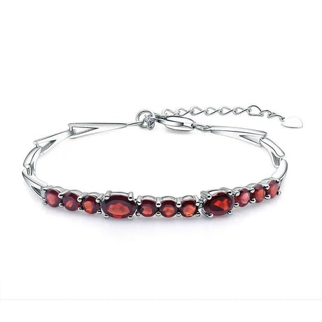 Silver Bracelet with Natural Garnet 5.33 ct – Oval Cut