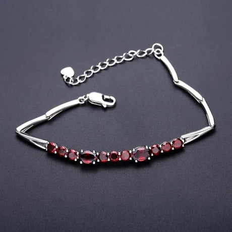 Silver Bracelet with Natural Garnet 5.33 ct – Oval Cut