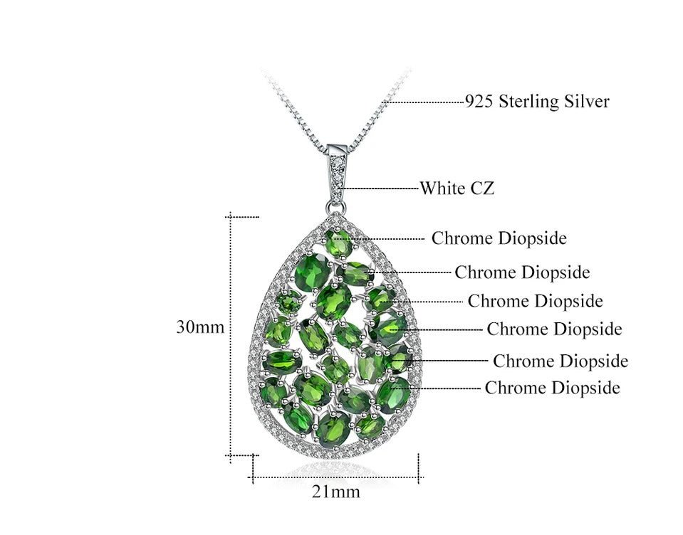 Silver Chrome Diopside Pendant – 5.98 ct Natural Green Gemstone