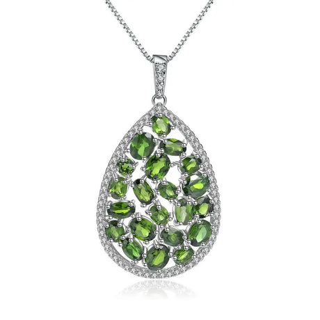 Silver Chrome Diopside Pendant – 5.98 ct Natural Green Gemstone