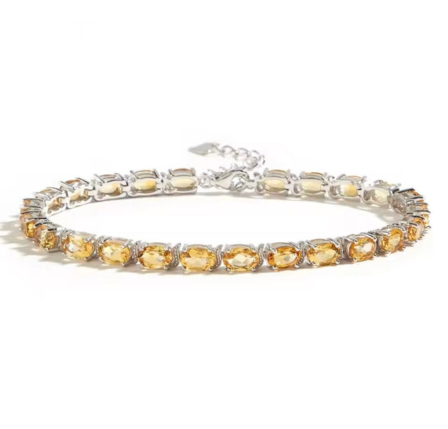 Silver Citrine Bracelet 12.00 ct – Oval Cut, Tennis Design
