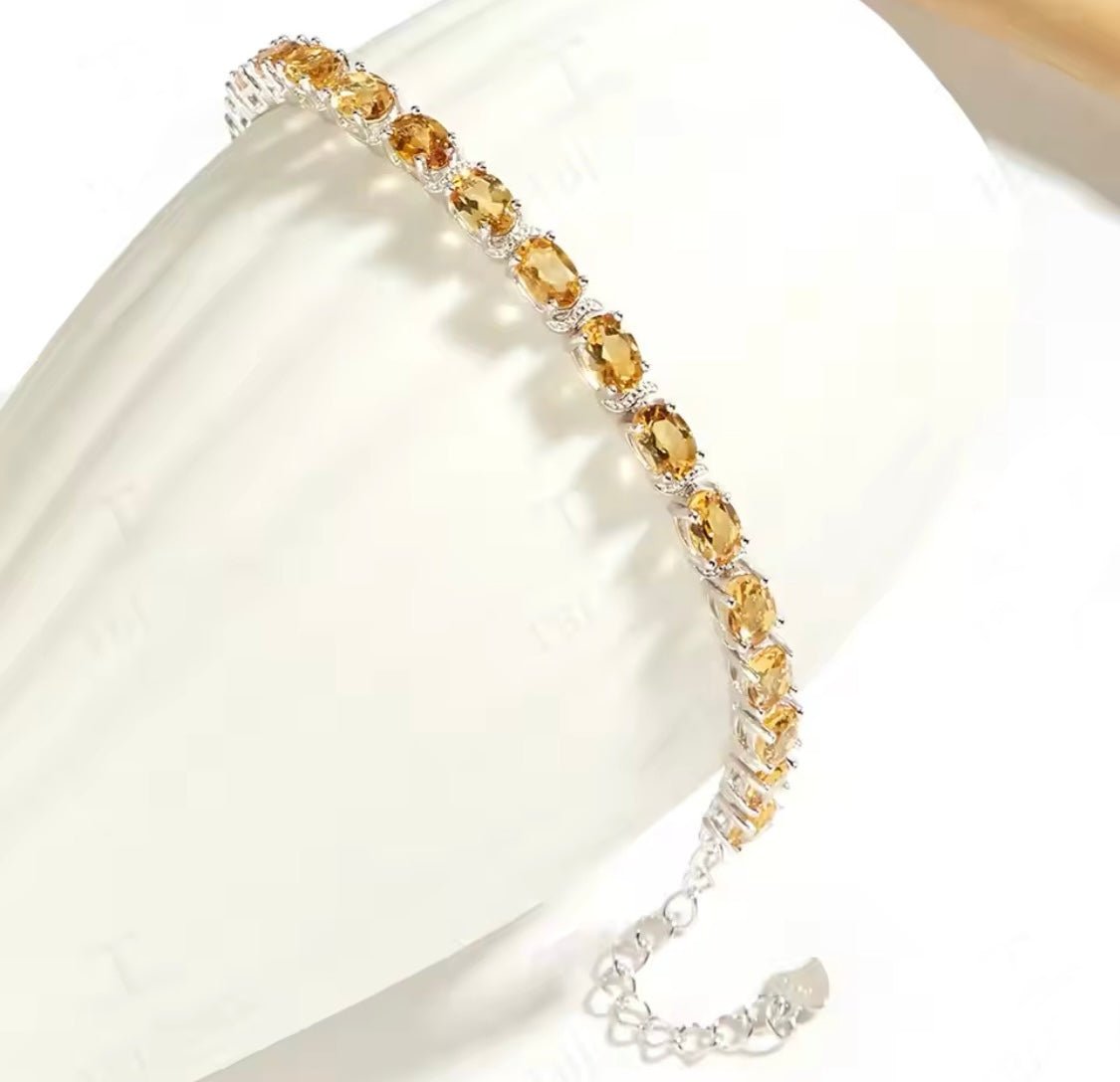 Silver Citrine Bracelet 12.00 ct – Oval Cut, Tennis Design