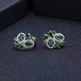Silver earrings with natural chrome diopside