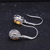 Silver Earrings with Natural Citrine 2.17 ct – Pear Cut, Halo Design