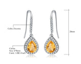 Silver Earrings with Natural Citrine 2.17 ct – Pear Cut, Halo Design