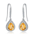 Silver Earrings with Natural Citrine 2.17 ct – Pear Cut, Halo Design