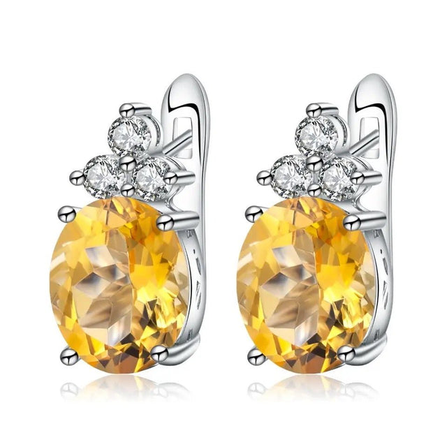 Silver Earrings with Natural Citrine 2.60 ct – Pear Cut