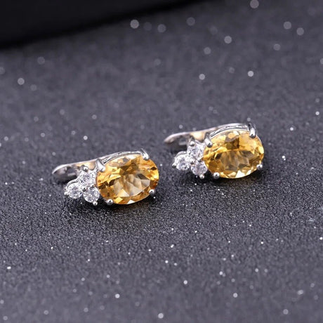 Silver Earrings with Natural Citrine 2.60 ct – Pear Cut