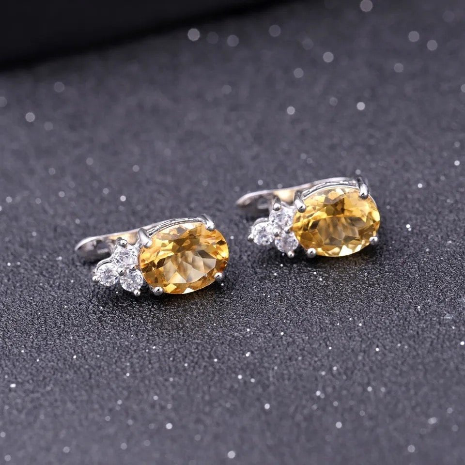 Silver Earrings with Natural Citrine 2.60 ct – Pear Cut