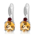Silver Earrings with Natural Citrine & Garnet 5.21 ct – Pear Cut