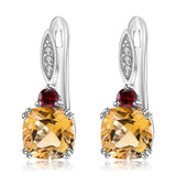 Silver Earrings with Natural Citrine & Garnet 5.21 ct – Pear Cut
