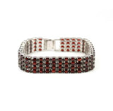 Silver Garnet Bracelet 41.00 ct (Unisex) – Oval Cut, Deep Red