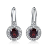 Silver Garnet Earrings – 2.10 ct Natural Red Gemstone Jewelry