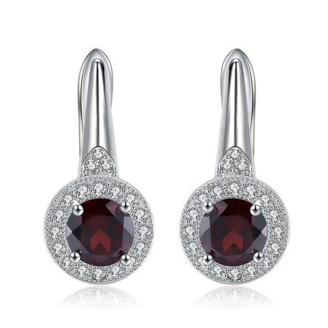 Silver Garnet Earrings – 2.10 ct Natural Red Gemstone Jewelry