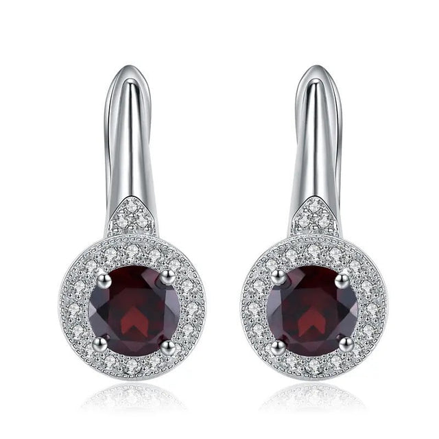 Silver Garnet Earrings – 2.10 ct Natural Red Gemstone Jewelry