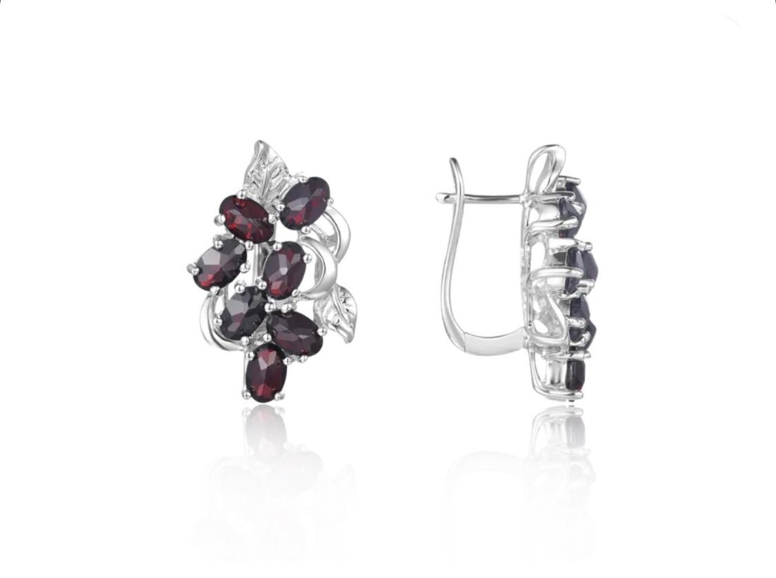 Silver Garnet Earrings
