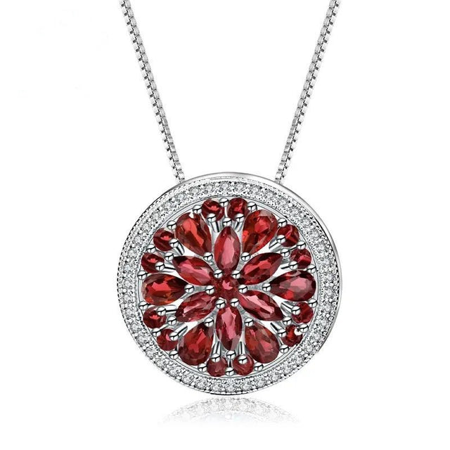Silver Garnet Pendant – 3.68 ct Natural Red Gemstone Jewelry
