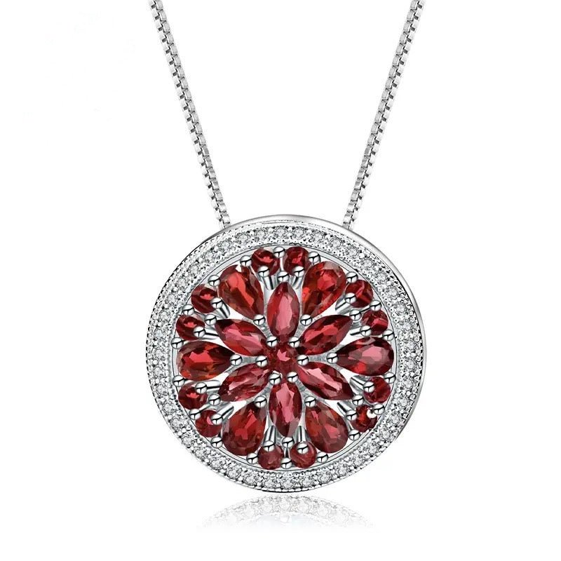 Silver Garnet Pendant – 3.68 ct Natural Red Gemstone Jewelry