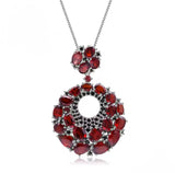 Silver Garnet Pendant – Natural Red & Dark Garnet Jewelry