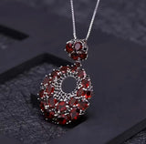 Silver Garnet Pendant – Natural Red & Dark Garnet Jewelry