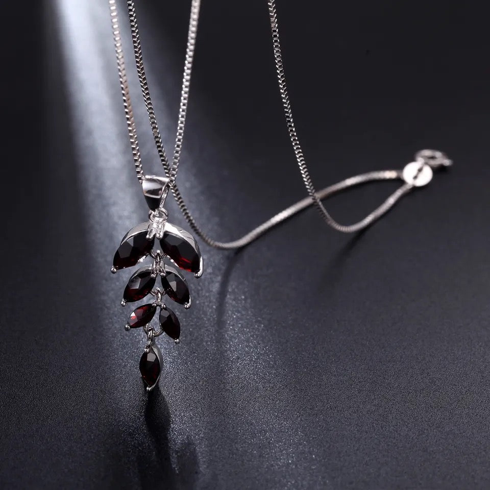 Silver Garnet Pendant with chain