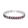 Silver Garnet Tennis Bracelet – Marquise Cut, Deep Red